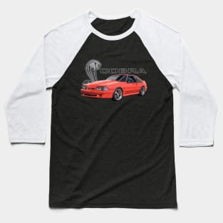 93 Mustang GT 5.0L V8 Fox Body Cobra SVT Red Supercharged USA Baseball T-Shirt